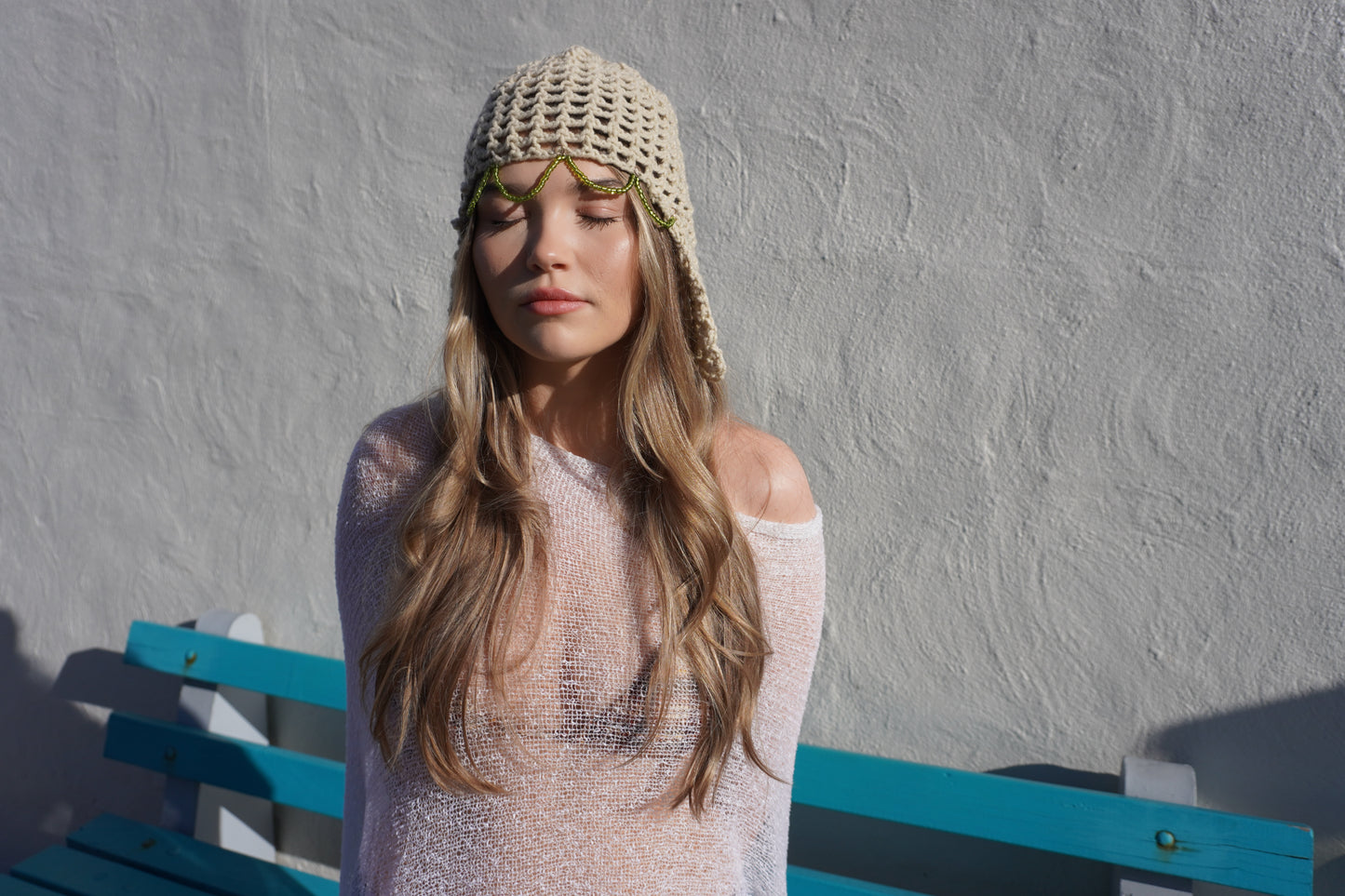 Green Crochet Trapper Cap