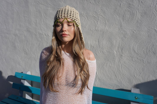 Green Crochet Trapper Cap