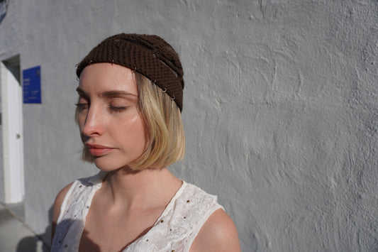 Brown Hoop Skull Cap
