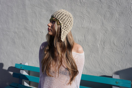 Green Crochet Trapper Cap