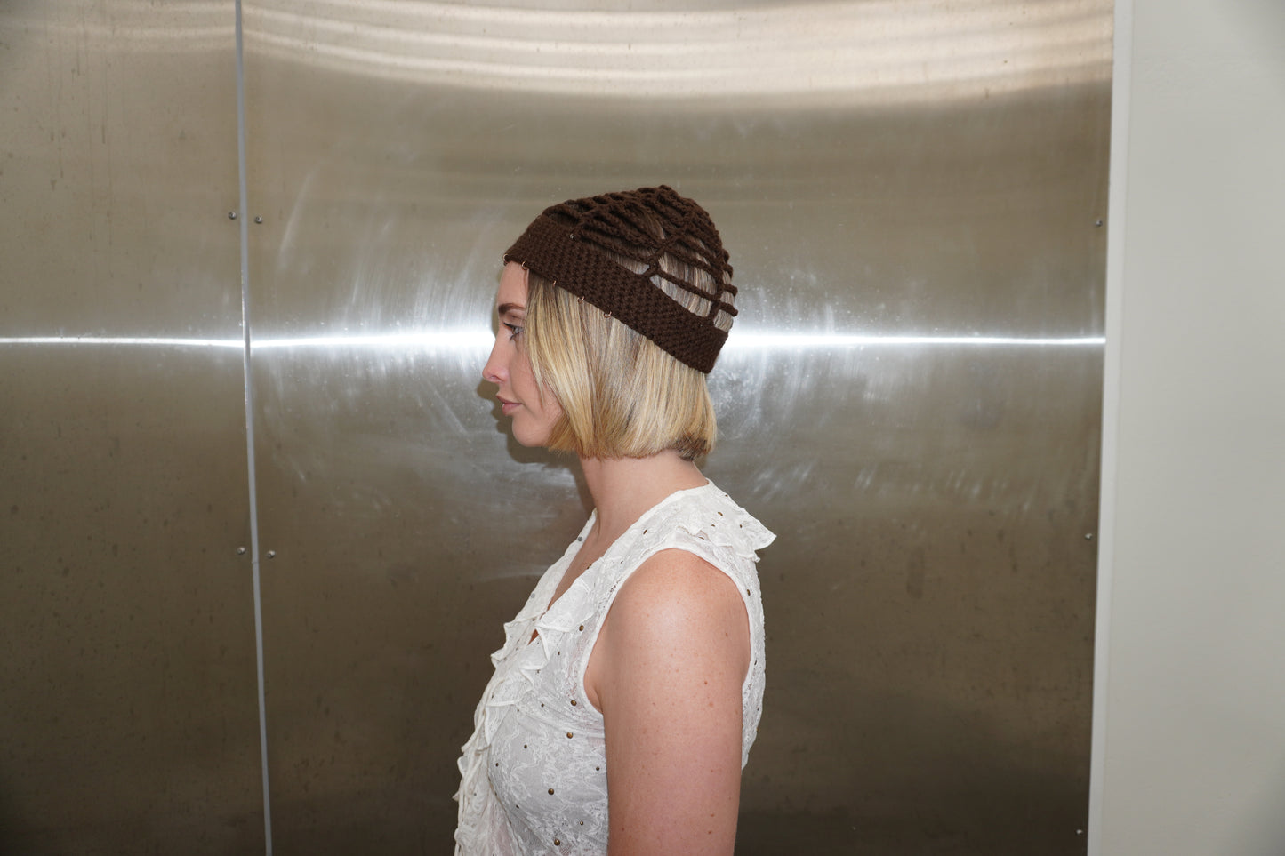 Brown Hoop Skull Cap