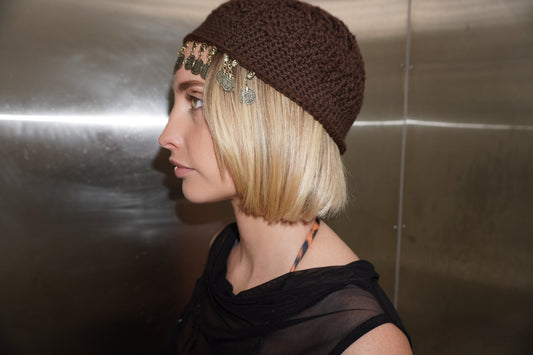 Brown Crochet Coin Cap