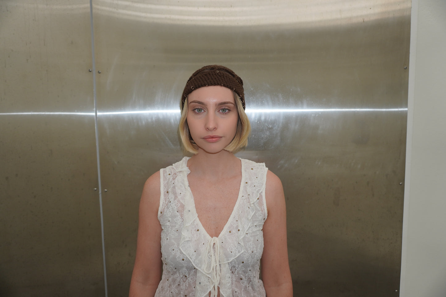 Brown Hoop Skull Cap