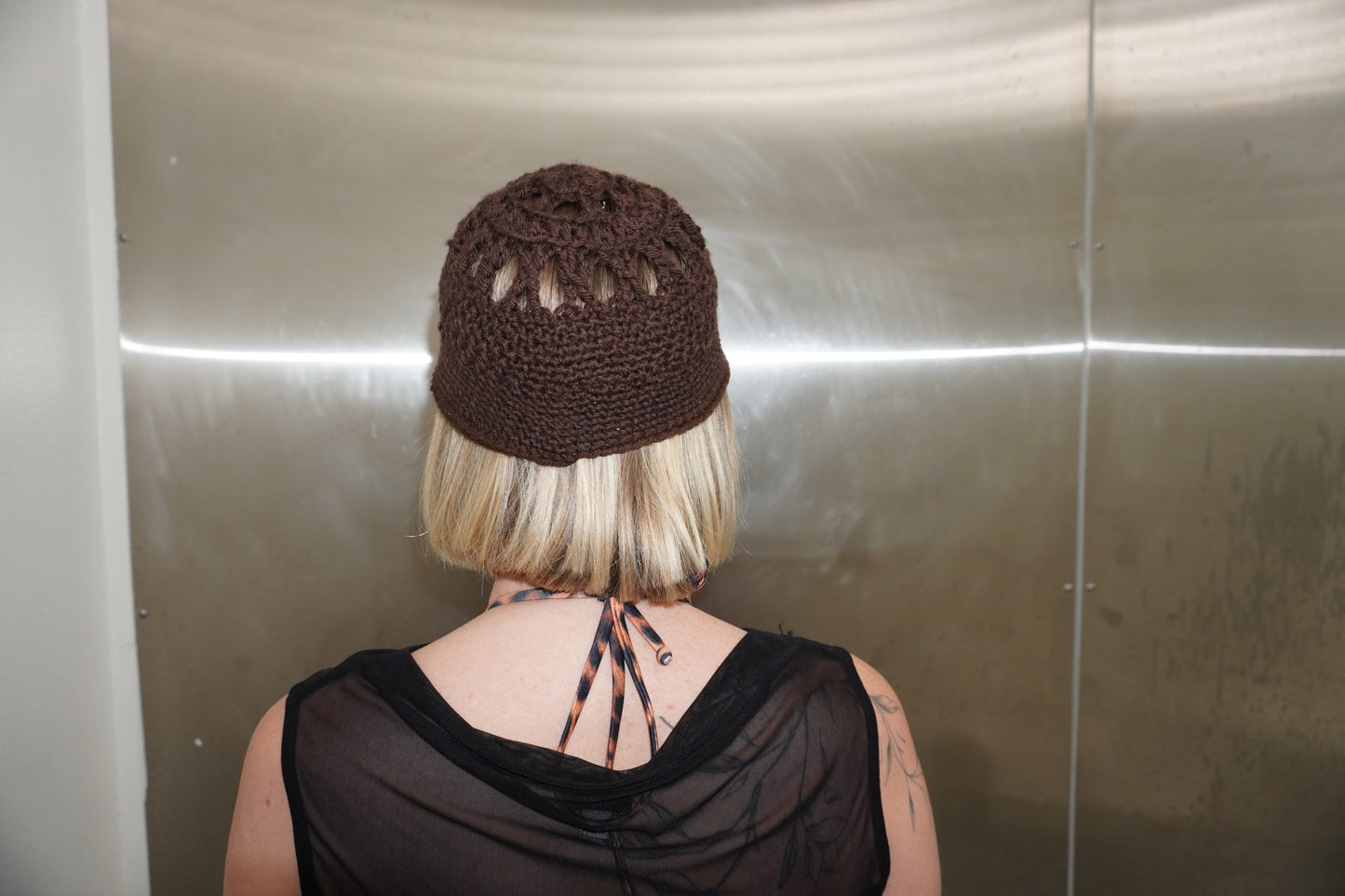 Brown Crochet Coin Cap