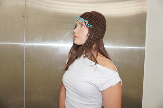 Brown Crochet Trapper Cap