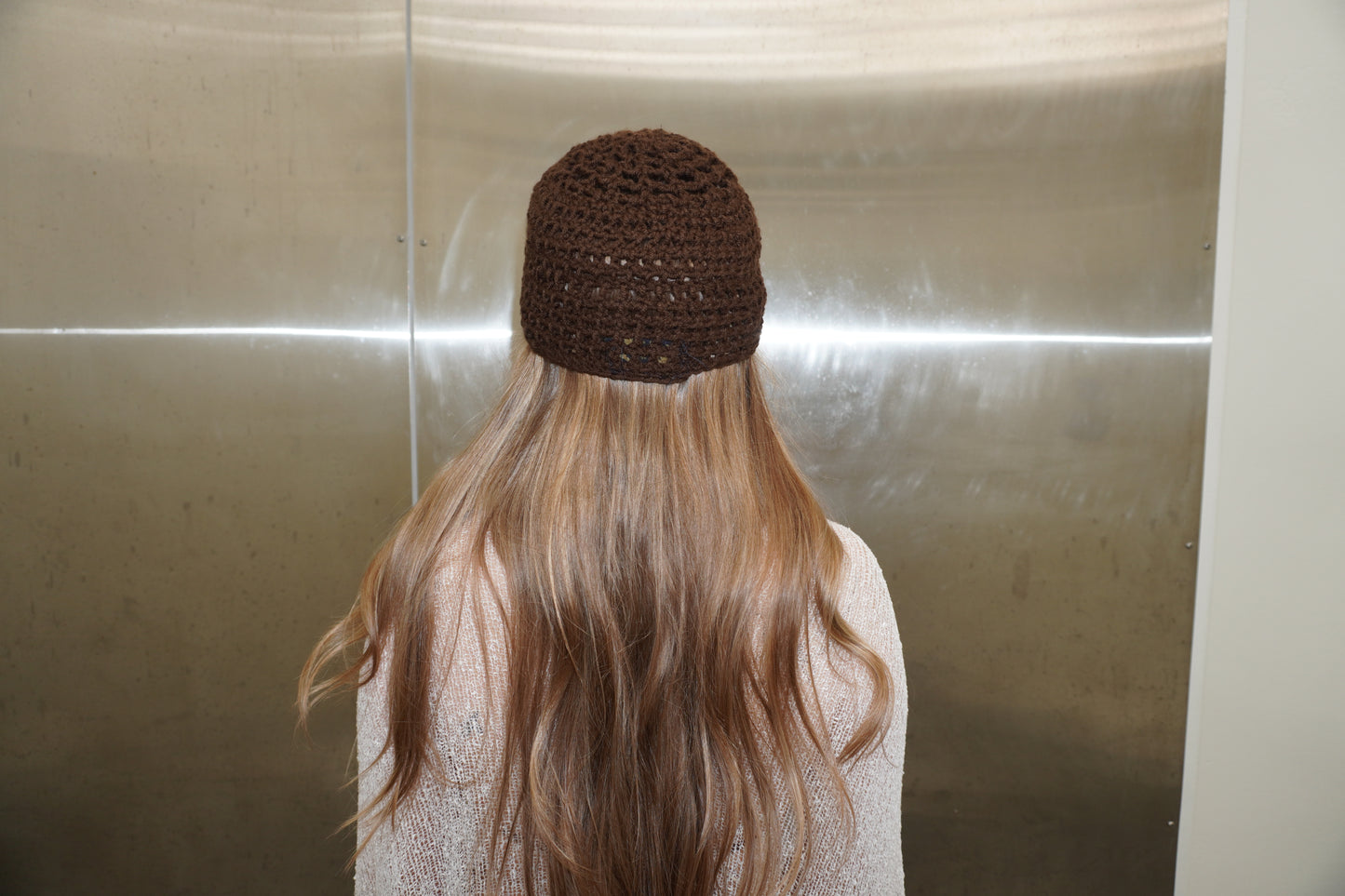 Brown Crochet Skull Cap