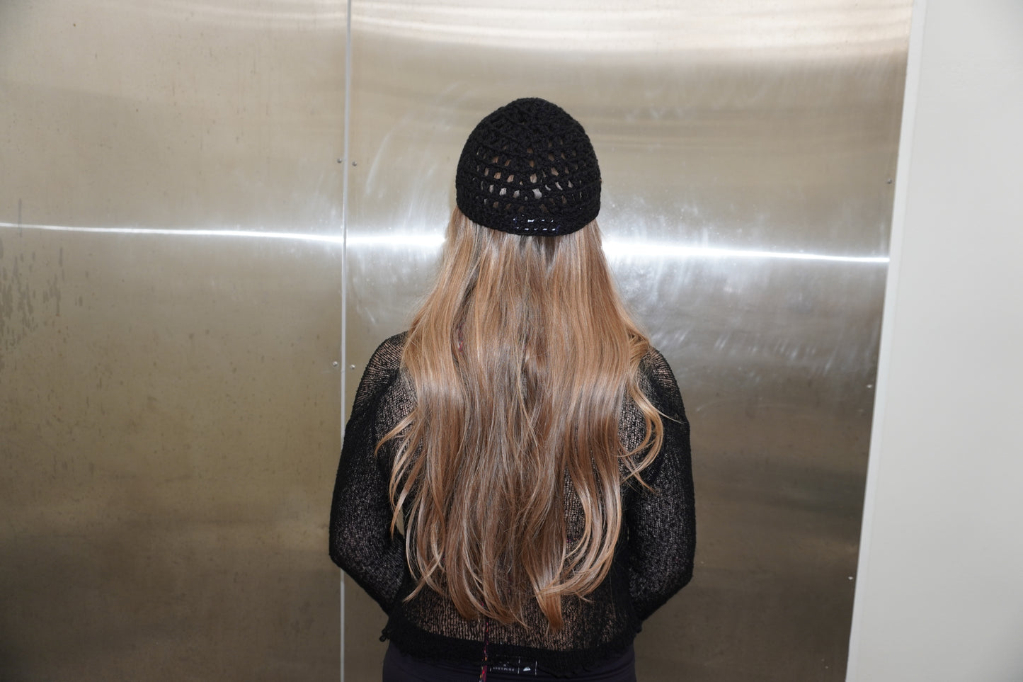 Black Crochet Jewel Skull Cap